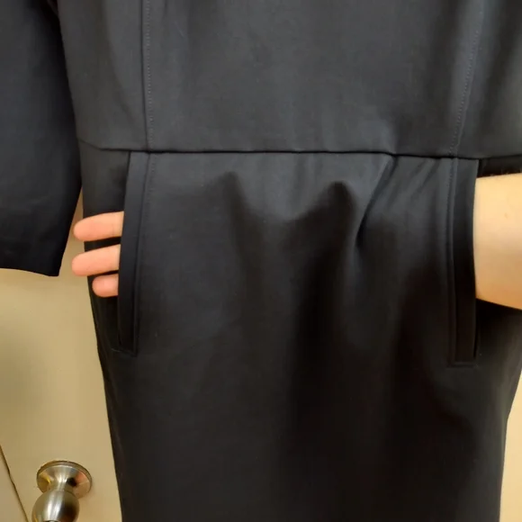 SPANX Perfect A-line 3/4 Sleeve Sheath Dress Black Office Career Wear Long  Sleeve